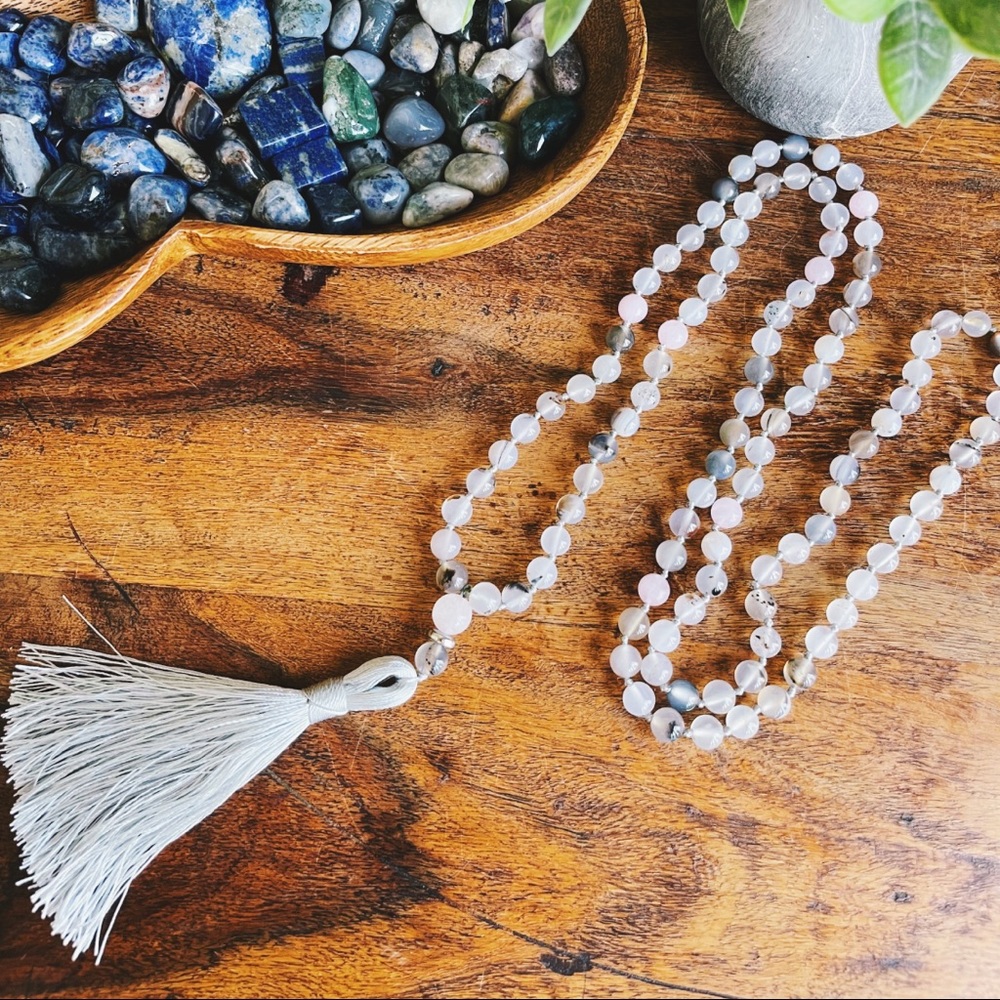 MALA Beads 108 Tibetan Buddhist Prayer Meditation Rose Quartz NEW
